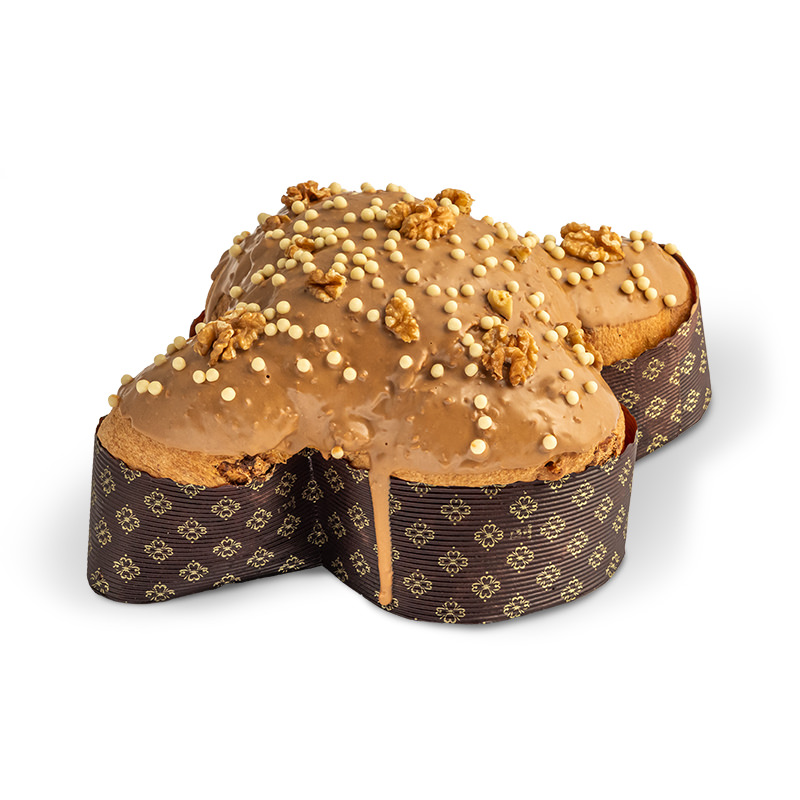 Colomba cioccolato bianco, caramello salato e noci